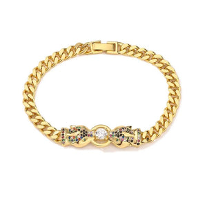 Leopard Bangle with AAA CZ Stone, Hip-hop Bracelet for Men and Women
