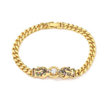 Leopard Bangle with AAA CZ Stone, Hip-hop Bracelet for Men and Women