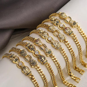 Leopard Bangle with AAA CZ Stone, Hip-hop Bracelet for Men and Women