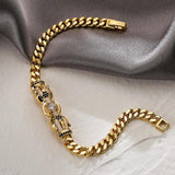 Leopard Bangle with AAA CZ Stone, Hip-hop Bracelet for Men and Women