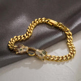 Leopard Bangle with AAA CZ Stone, Hip-hop Bracelet for Men and Women