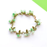 Colorful Beaded Plant Leaves Fruit Peach Cranberry Bracelet Party Jewelry Gift