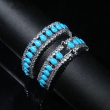 Turquoise Double Row CZ Stone Tennis Bracelet with Platinum Plated Chain