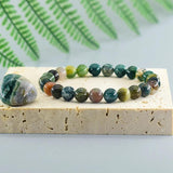 Indian Agate Beaded Women Bracelet with Tourmaline Crystal Energy Healing