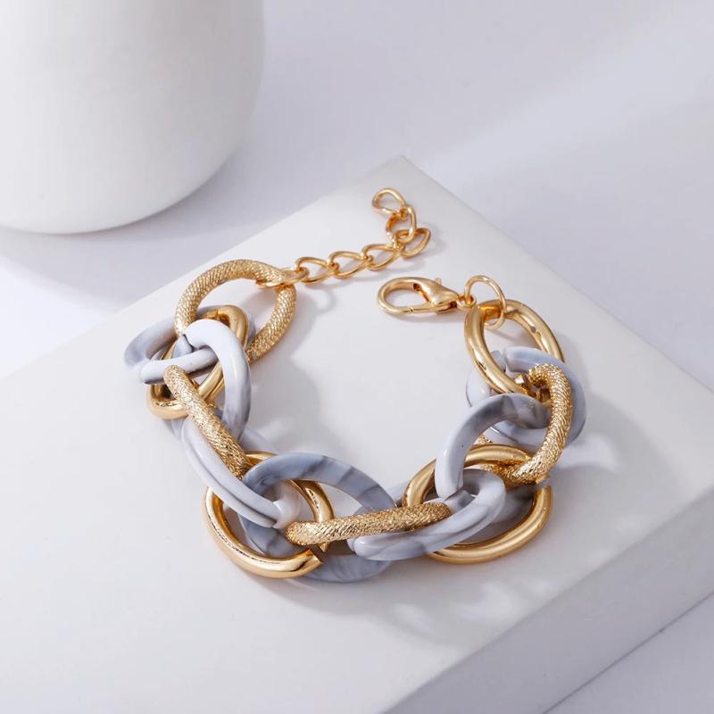 Punk Twisted Chunky Chain Bracelets for Women Boho Big Thick Iron Link Bracelet