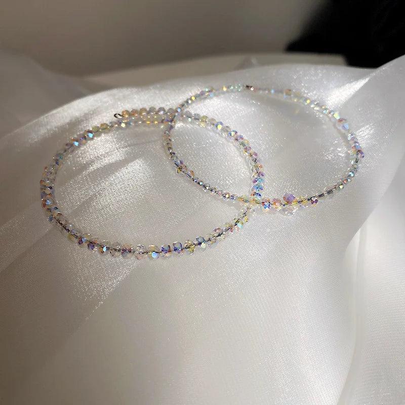 2PCS Colorful Crystal Bracelet Set Sweet Jewelry