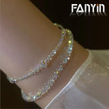 2PCS Colorful Crystal Bracelet Set Sweet Jewelry