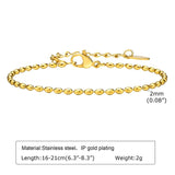 3mm Beads Chain Bracelet for Women, Stainless Steel Wristband