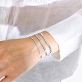 Herringbone Snake Chain Bracelet 18k Plated Link Adjustable Stainless Steel