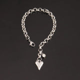 316L Stainless Steel Women's Heart Bracelet Charm Butterfly Round Pendant Chain