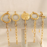 316L Stainless Steel Women's Heart Bracelet Charm Butterfly Round Pendant Chain