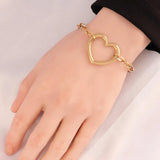 316L Stainless Steel Women's Heart Bracelet Charm Butterfly Round Pendant Chain