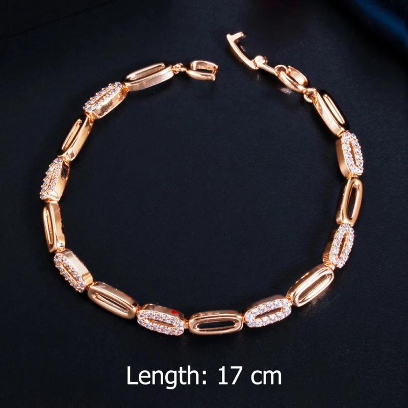Pera Noble CZ Zircon Rose Tennis Bracelet for Women