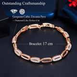 Pera Noble CZ Zircon Rose Tennis Bracelet for Women