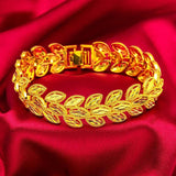 24K Plated Bracelets With Rings Wedding Leaf Dubai Jewelry Party Wholesales