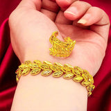 24K Plated Bracelets With Rings Wedding Leaf Dubai Jewelry Party Wholesales