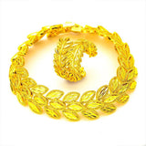 24K Plated Bracelets With Rings Wedding Leaf Dubai Jewelry Party Wholesales