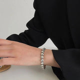 Silver Double Side Heart Stitching Bracelet - Unique Jewelry