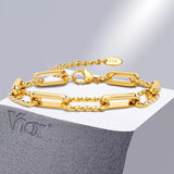Gold Paperclip Chain Bracelet for Women, Stainless Steel Wristband
