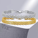 Mesh Link Chain Bracelets for Women Men,Stainless Steel Italian Chain Wristband