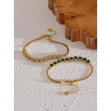 Colorful Cubic Zirconia Bracelet Bangle Stainless Steel