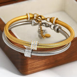 Zircon Beads Stainless Steel Bracelet for Women Plated Jewelry