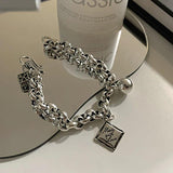 English Letter Tag Punk Bracelet for Women Couples INS Vintage Ball Pendant