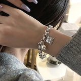 English Letter Tag Punk Bracelet for Women Couples INS Vintage Ball Pendant