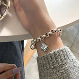 English Letter Tag Punk Bracelet for Women Couples INS Vintage Ball Pendant