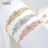 CZ Leaf Wedding Bracelet Adjustable BP2096