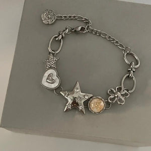 Fritillaria Heart Star Chain Bracelet Sweet Fairy Love Jewelry