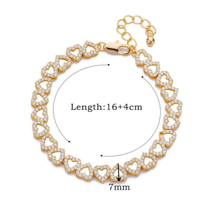 Heart Zircon Bracelet Stainless Steel Charm Jewelry Gift