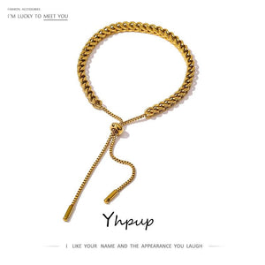 Minimalist Stainless Steel Chain Bracelet 18K Metal Girls Jewelry