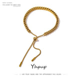 Minimalist Stainless Steel Chain Bracelet 18K Metal Girls Jewelry