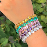 Glamorous Oval Round Purple Pink CZ Bracelet for Women