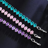 Glamorous Oval Round Purple Pink CZ Bracelet for Women