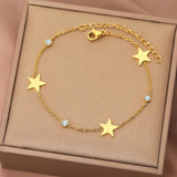 Stainless Steel Bracelet Crystal Zircon Star Pendant