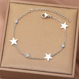 Stainless Steel Bracelet Crystal Zircon Star Pendant
