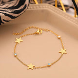 Stainless Steel Bracelet Crystal Zircon Star Pendant