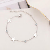 Stainless Steel Bracelet Crystal Zircon Star Pendant