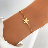 Stainless Steel Bracelet Crystal Zircon Star Pendant