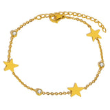 Stainless Steel Bracelet Crystal Zircon Star Pendant