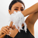 Ostrich Feather Cuff Bracelets for Women Boho Adjustable Bangles Y2K Jewelry