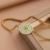 Hollow Square Crystal Pendant Stainless Steel Bracelet for Women