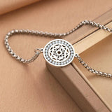Hollow Square Crystal Pendant Stainless Steel Bracelet for Women