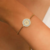 Hollow Square Crystal Pendant Stainless Steel Bracelet for Women
