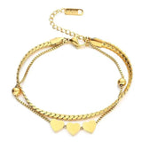 Bohemian Style Double Heart Snake Bone Bracelet Set, Women's Jewelry Gift