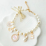 Vintage Pink Bow Pearl Bracelet for Women