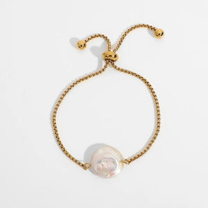 18k Plated Pearl Bracelet for Women - Waterproof Adjustable Jewelry
