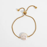 18k Plated Pearl Bracelet for Women - Waterproof Adjustable Jewelry